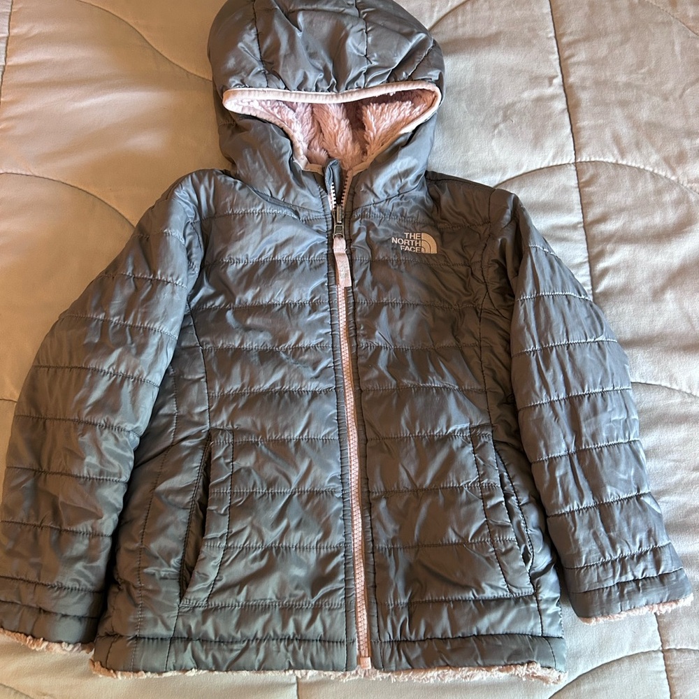 The North Face Gray Puffer Jacket with Hood